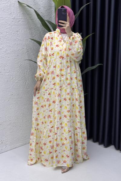 Şengül Elbise Tesettür Giyim Sarı