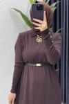Sermin Elbise Tesettür Giyim  Kahverengi