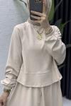 Sezin Etekli Takım Tesettür Giyim  Taş Rengi