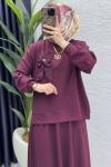 Simla Etekli Takım Tesettür Giyim  Bordo