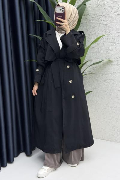 Umay Trench Tesettür Giyim  Siyah