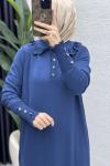 Yasmin Elbise Tesettür Giyim  Petrol Mavisi