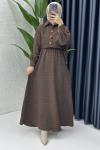 Yelekli Pırıl Elbise Kahverengi