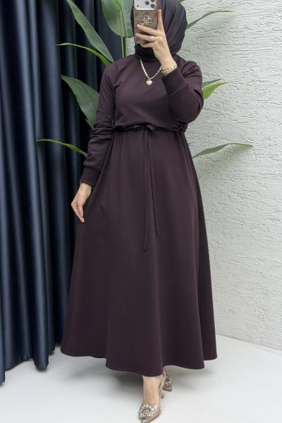 Yüsra Elbise Tesettür Giyim  Mürdüm