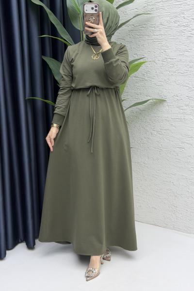 Yüsra Elbise Tesettür Giyim  Haki