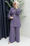 Zennup Pantalonlu Takım Tesettür Giyim  Lavanta