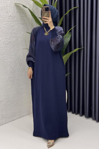 Zerine Elbise Tesettür Giyim  Lacivert