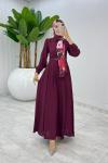 Bordo Demet Elbise Tesettür Giyim