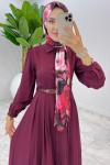 Bordo Demet Elbise Tesettür Giyim