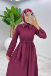 Bordo Premıum Nagihan Elbise Tesettür Giyim