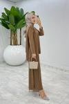 Camel Asimetrik Takım Tesettür Giyim