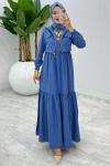 İndigo Hicran Elbise Takım Tesettür Elbise