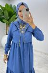 İndigo Hicran Elbise Takım Tesettür Elbise