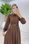 Kahve Demet Elbise Tesettür Giyim