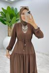 Kahve Nilay Elbise Tesettür Giyim