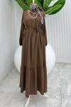 Kahverengi Sehya Elbise Tesettür Giyim