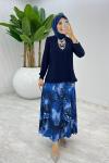 Lacivert Gökyüzü Etek Takım Tesettür Giyim