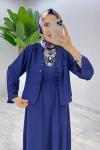 Lacivert Halime Elbise Takım Tesettür Giyim