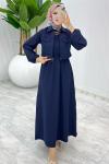 Lacivert Oylat Elbise Tesettür Giyim