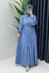 Mavi Premium Zerre Elbise Tesettür Giyim
