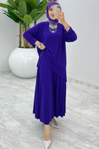 Mor Şermin Etek Takım Tesettür Giyim