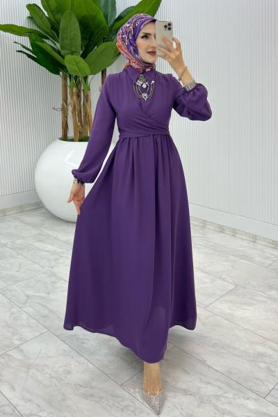 Mürdüm Premıum Dilara Elbise Tesettür Giyim