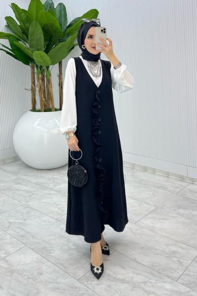 Siyah Mahya Sadece Jile Tesettür Giyim