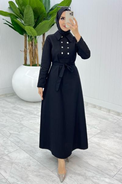 Siyah Premıum Roma Elbise Tesettür Giyim