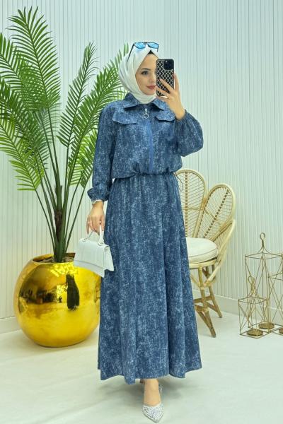 Boby Tesettür Elbise Koyu Mavi Koyu Mavi
