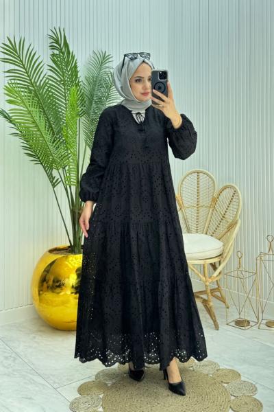 Bohem Elbise Siyah Siyah
