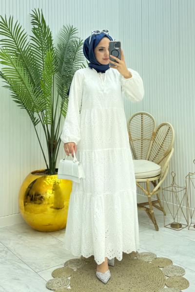 Bohem Elbise Beyaz Beyaz