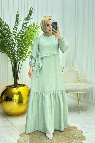 Hürrem Tesettür Elbise Yeşil Yeşil