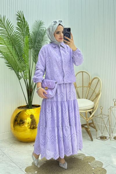 Magnolya Etekli Takım Mor Mor