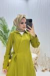 Retro Tesettür Ferace Yağ Yeşili  Yağ Yeşili
