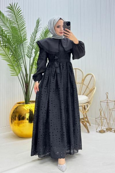 Tokyo Tesettür Elbise Siyah Siyah