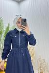 Zehra Tesettür Elbise Lacivert Lacivert